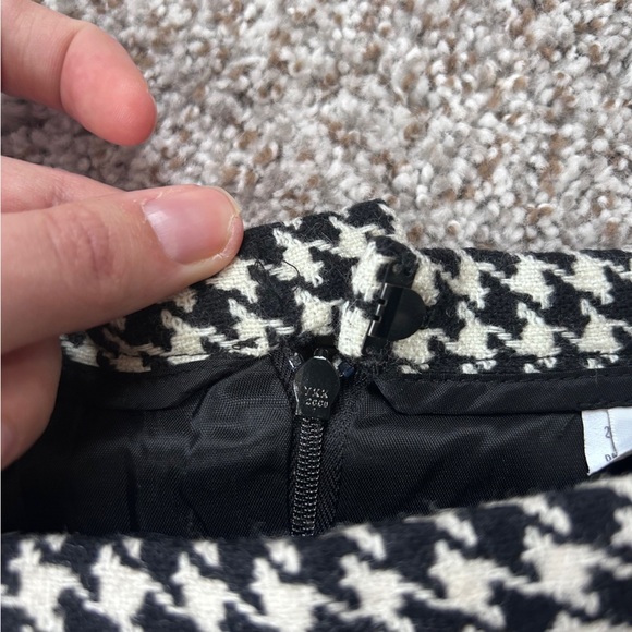Vintage Elliott Lauren Black White Houndstooth Pencil Skirt Wool Blend Formal - Picture 5 of 7